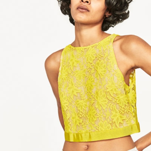 Zara Tops | Hp Nwt Yellow Crop Top From 